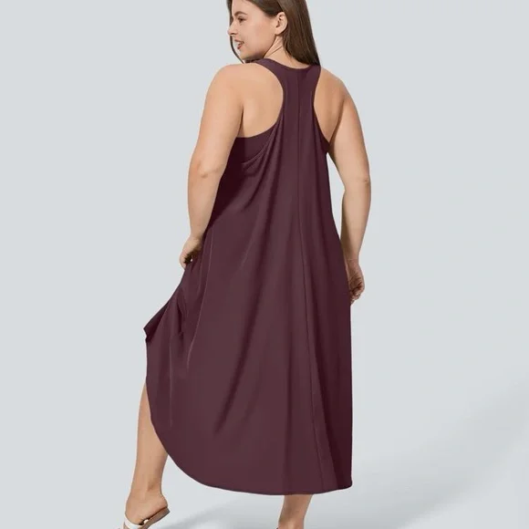 Halara Breezeful RacerPocket High Low Flowy Midi Quick Dry‎ Casual Dress Size XL - Picture 2 of 13